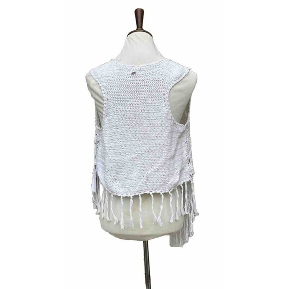 O'Neill Women's Winona White Crochet Fringe Vest Size M - Picture 6 of 12